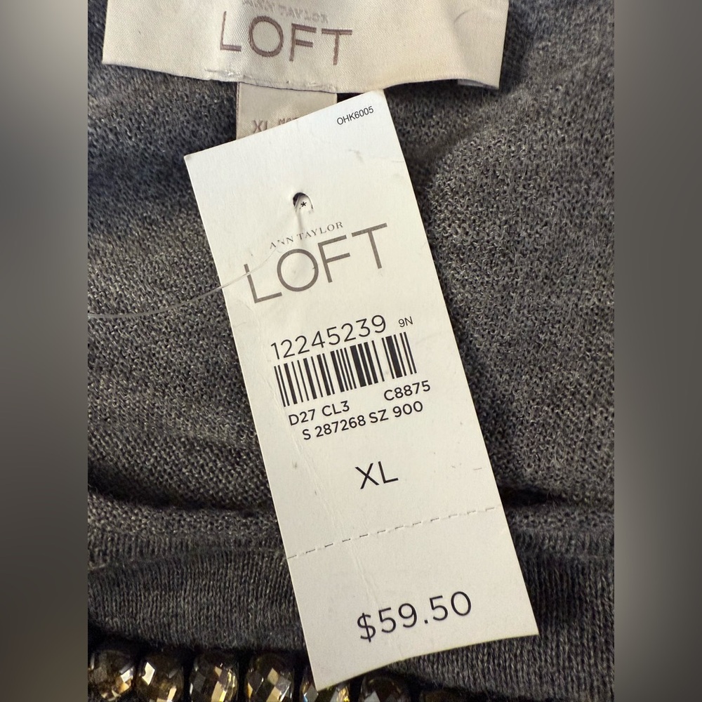 SOL-NOT AVAILABLE LOFT Charcoal & Winter White Knit Sweater - Picture 5 of 6